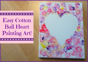 cotton ball heart painting crafts for kids