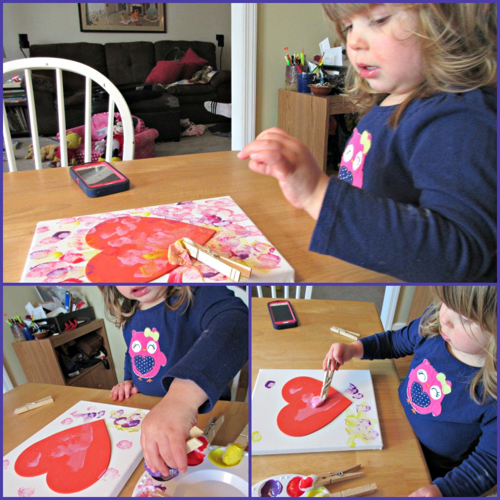 cotton ball heart painting crafts for kids