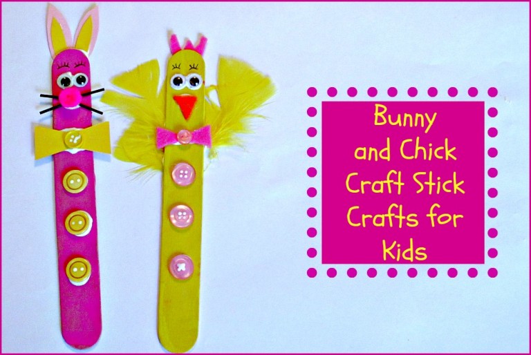 Bunny and Chick Craft Stick Crafts for Kids