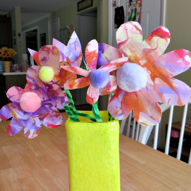 Shaving Cream Paint Flower Crafts for Kids