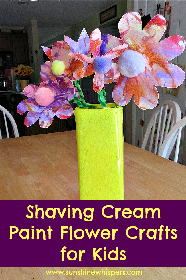 shaving cream paint flower crafts for kids