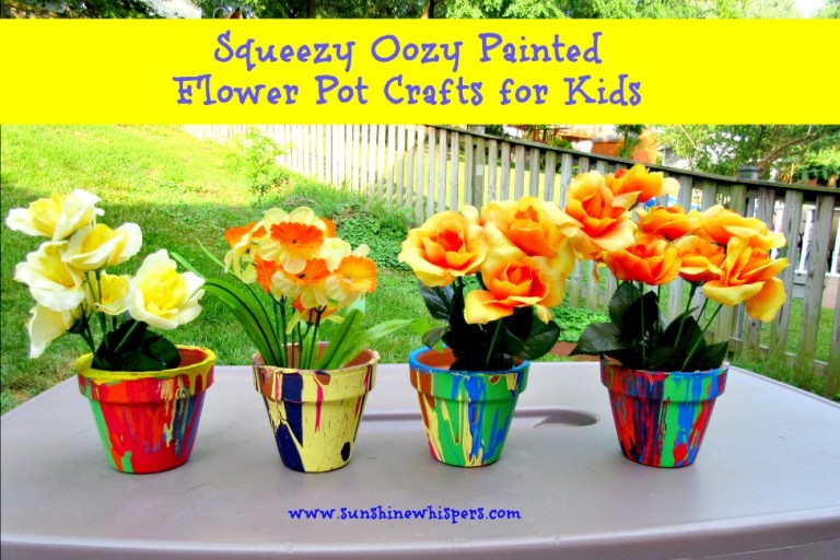 Squeezy Oozy Painted Flower Pot Crafts for Kids