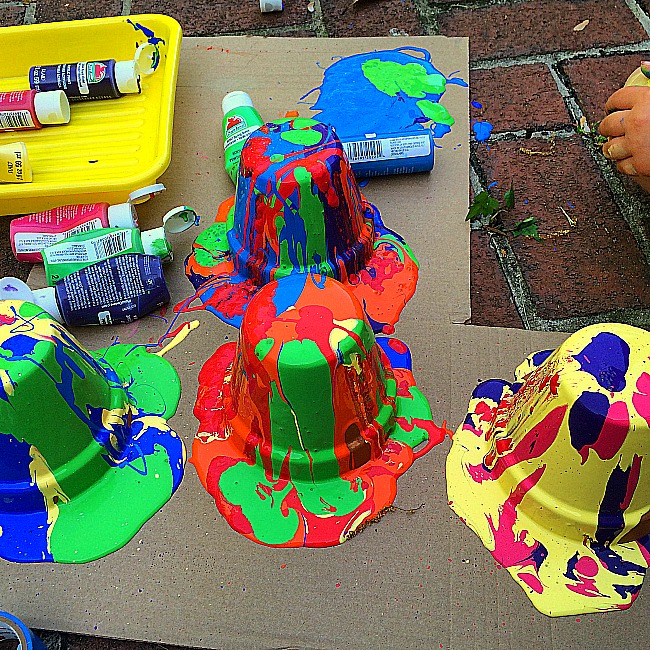 squeezy oozy painted flower pot crafts for kids