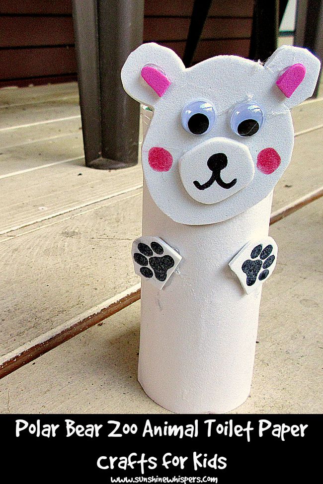 polar bear zoo animal toilet paper roll crafts for kids