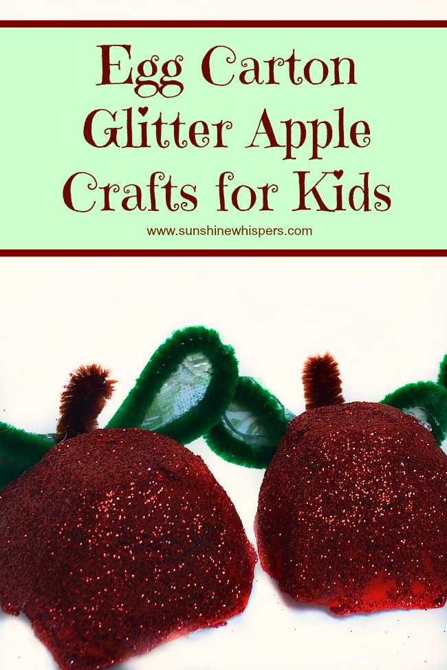 egg carton glitter apple crafts for kids