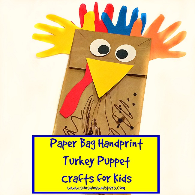 Paper Bag Handprint Turkey Puppet Crafts for Kids
