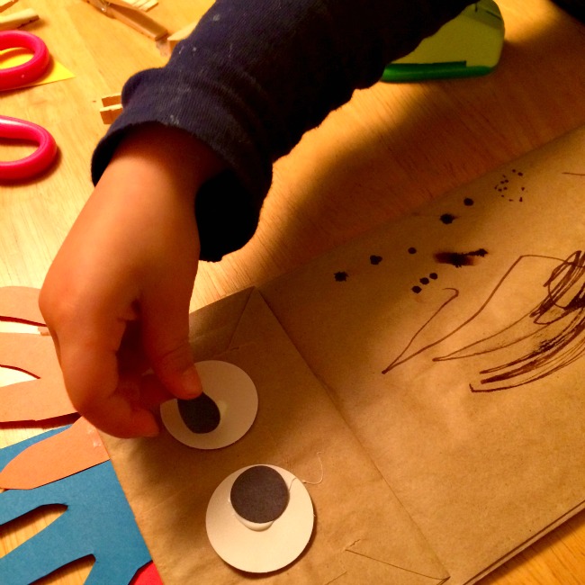 paper bag handprint turkey puppet crafts for kids