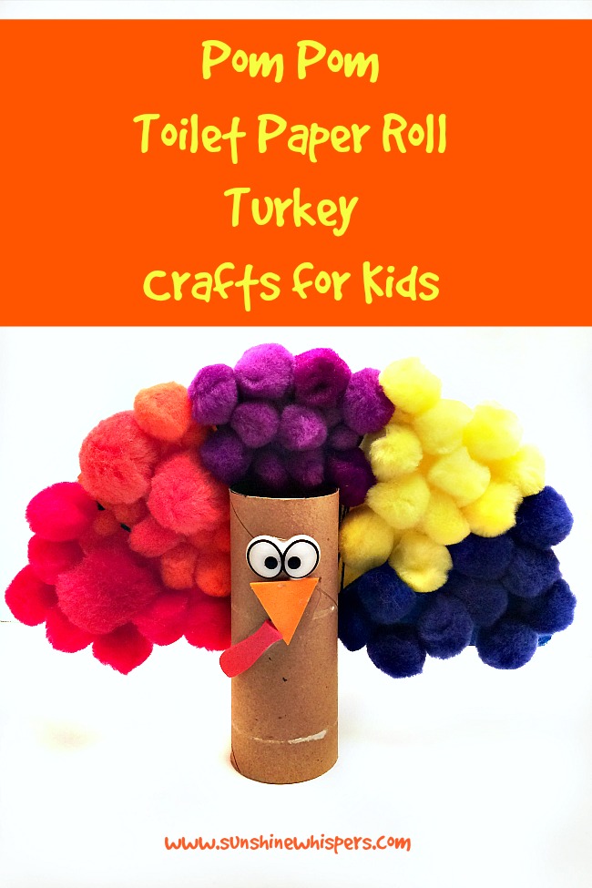 pom pom toilet paper roll turkey crafts for kids