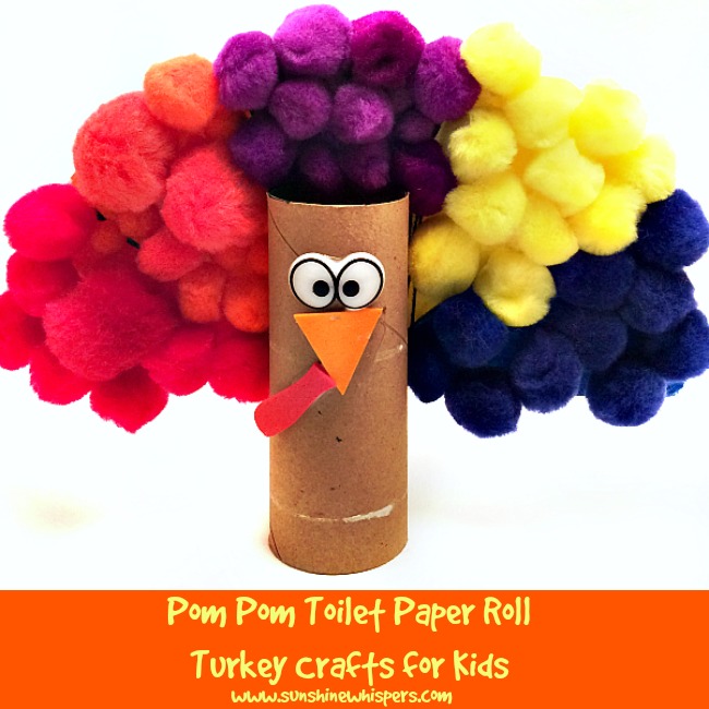 Pom Pom Toilet Paper Roll Turkey Crafts for Kids