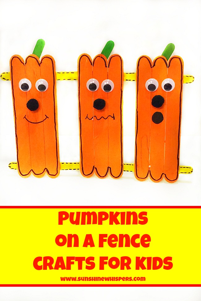 pumpkins on a fence crafts for kids