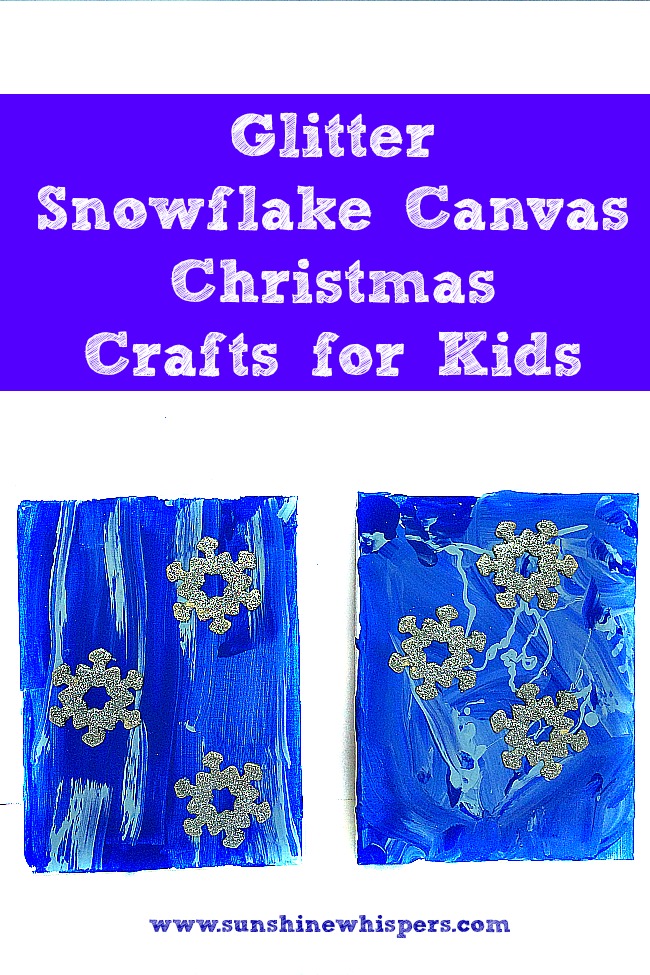 glitter snowflake canvas christmas crafts for kids