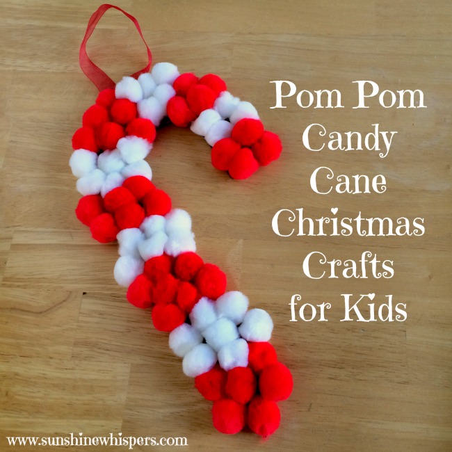 Pom Pom Candy Cane Christmas Craft for Kids