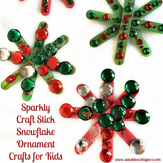 sparkly craft stick snowflake ornament crafts for kids