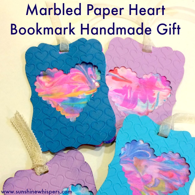 marbled paper heart bookmark
