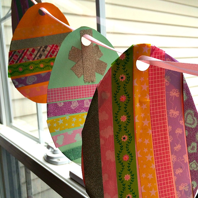 washi tape easter egg bunting craft for kids
