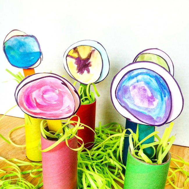 funky watercolor flower crafts for kids