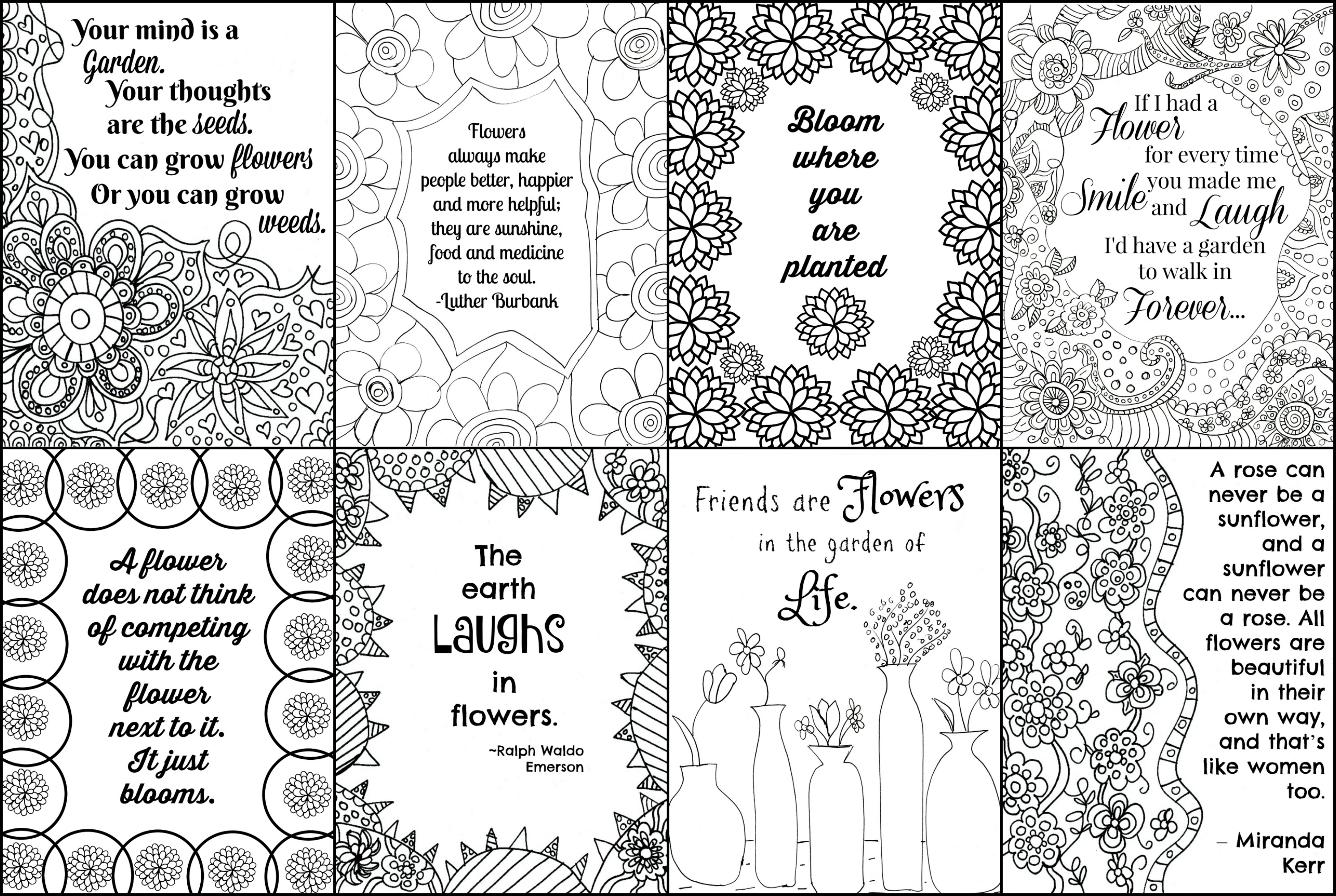 FREE Printable Flower Quote Coloring Pages