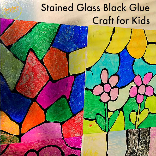 stained glass black glue craft for kids
