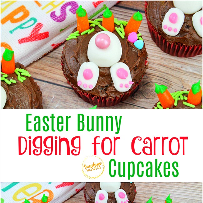 Easter Bunny Digging for Carrot Cupcakes