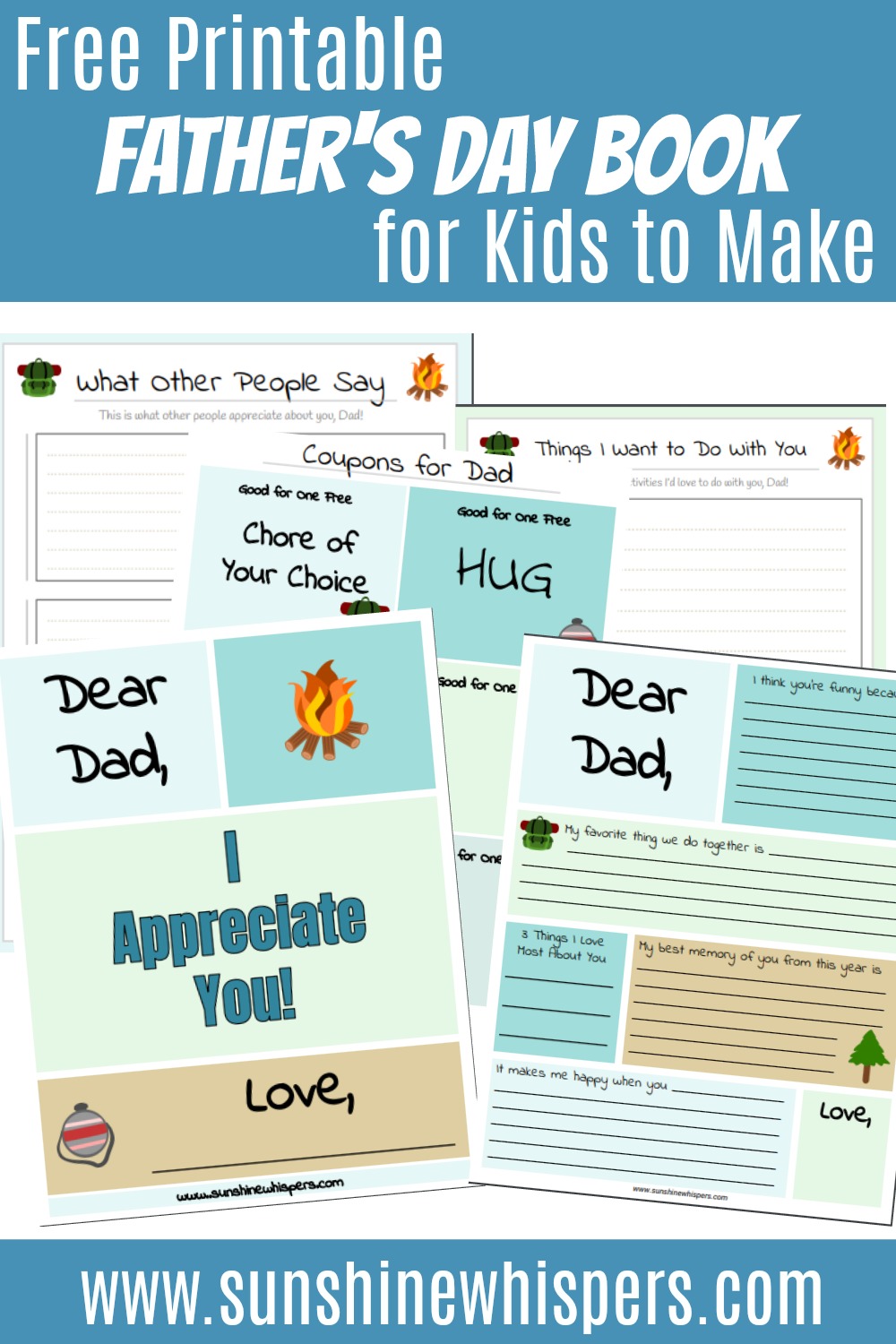 FREE Printable Father's Day Book For Kids To Make - Sunshine Whispers
