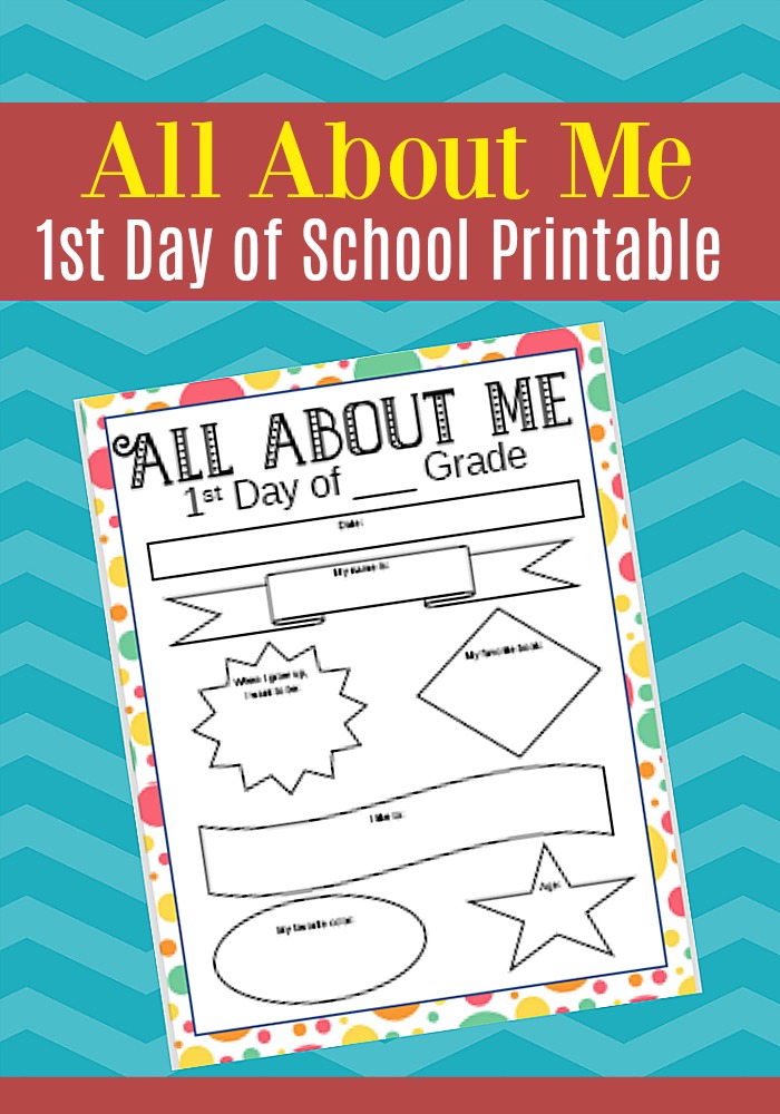 First Day Of School All About Me Free Printables