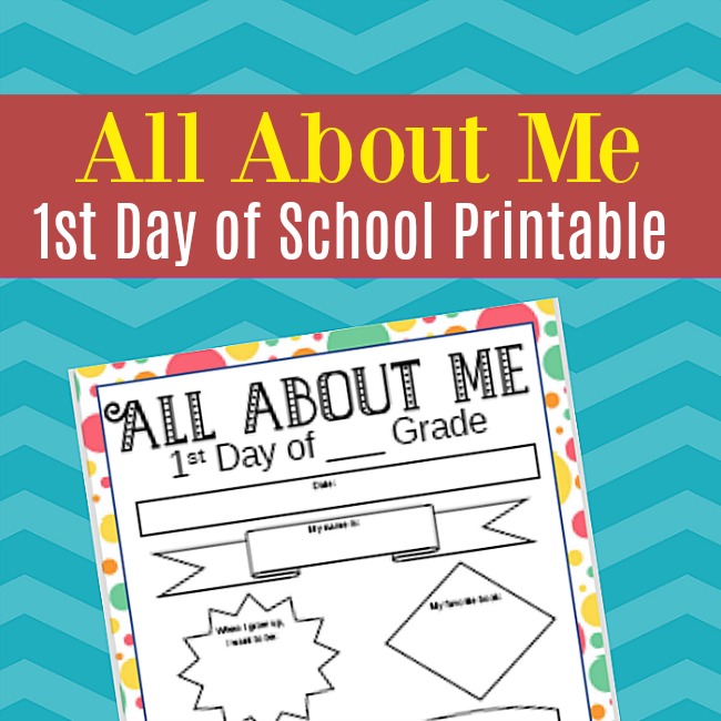 All About Me First Day Of School Printable