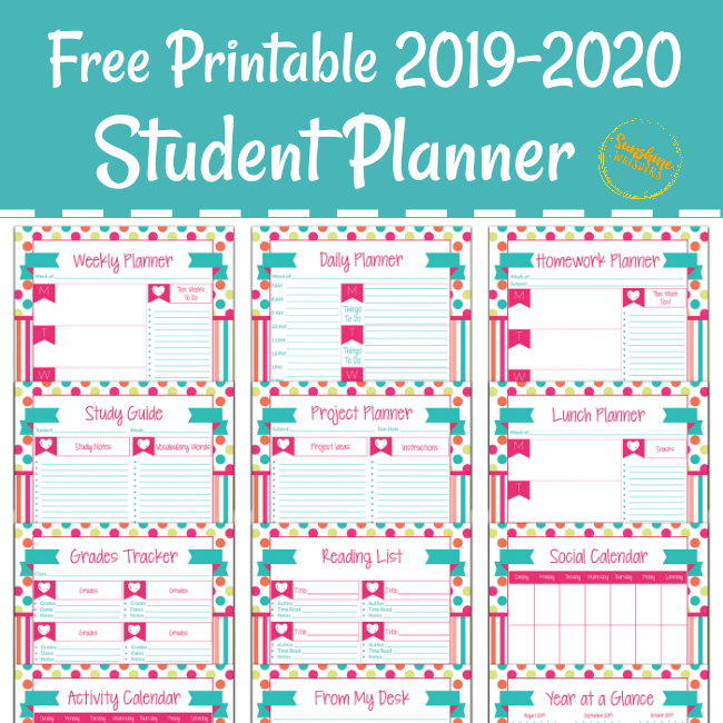 Free Printable Student Planner For 2019 2020 School Year