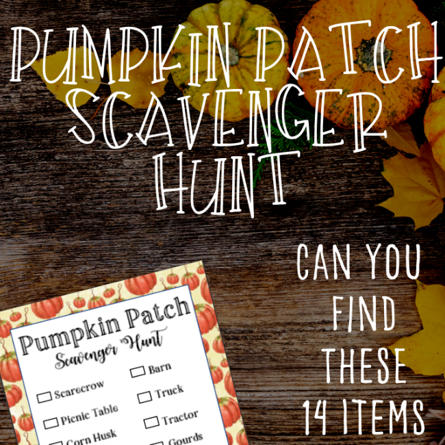 Pumpkin Patch Scavenger Hunt FREE Printable