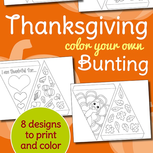Thanksgiving Bunting Coloring Page FREE Printable