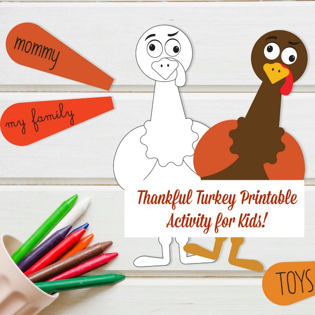 Thankful Turkey Printable Activity For Kids