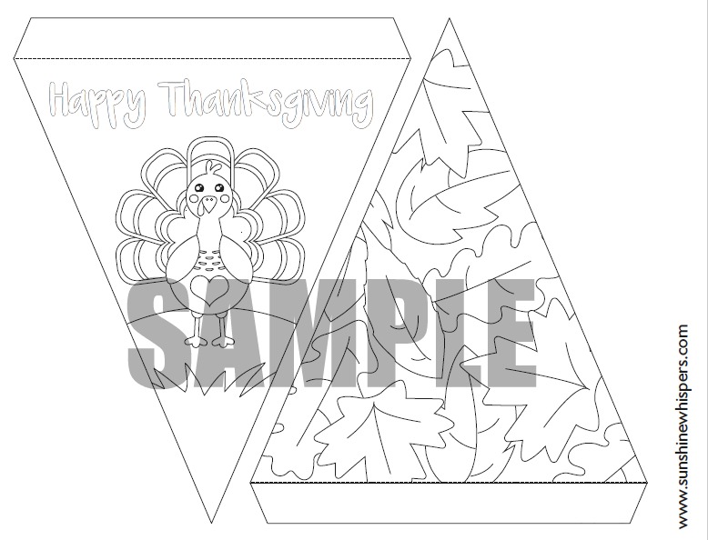 Thanksgiving Bunting Coloring Page Printable