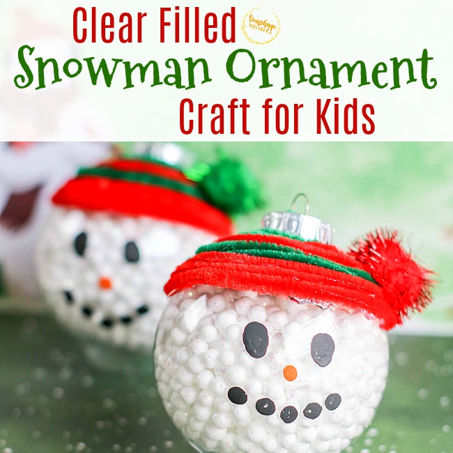 Clear Filled Snowman Ornament Craft For Kids