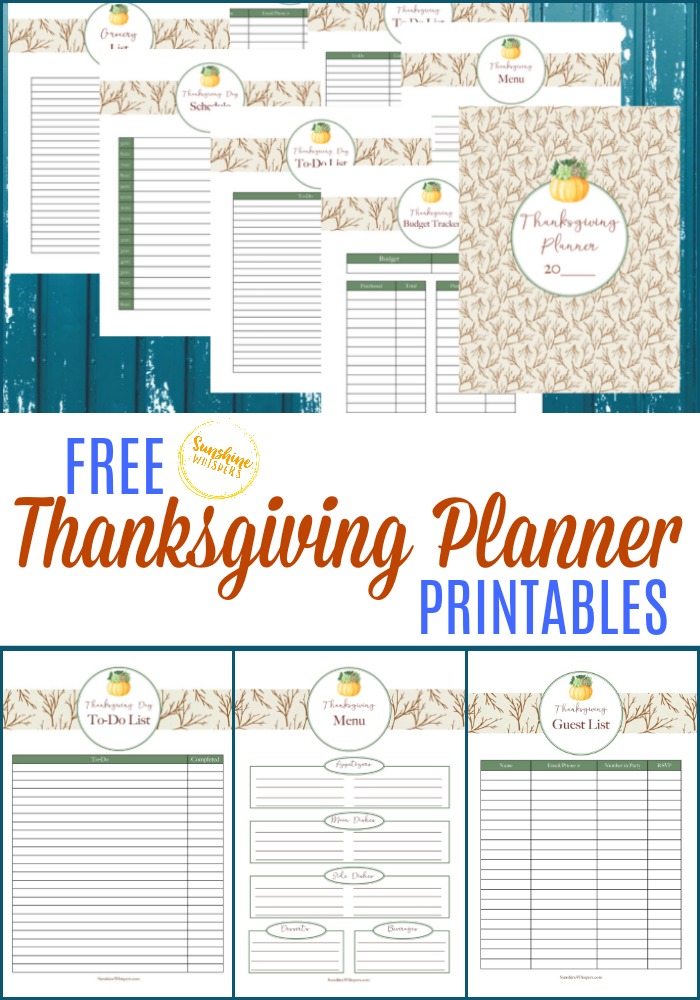 FREE Thanksgiving Planner Printables Sunshine Whispers