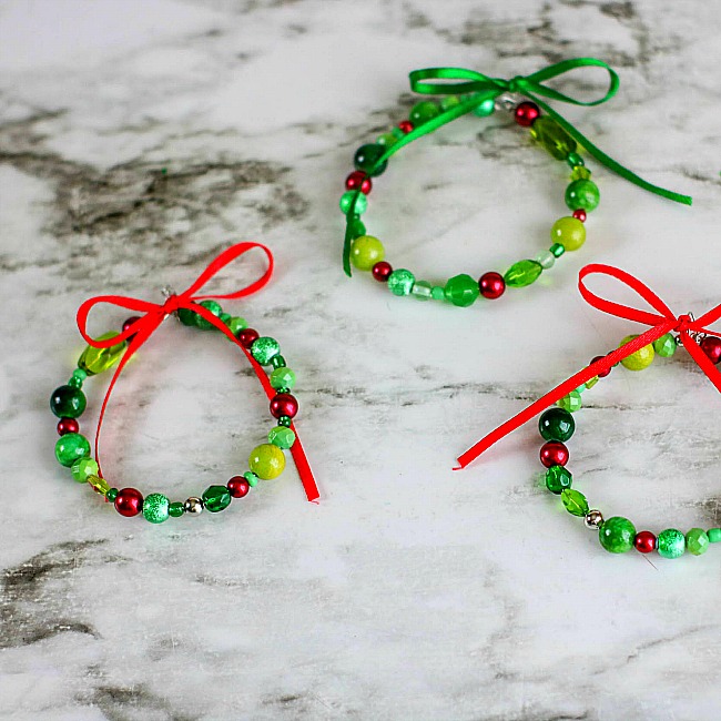 beaded wreath ornament craft for kids