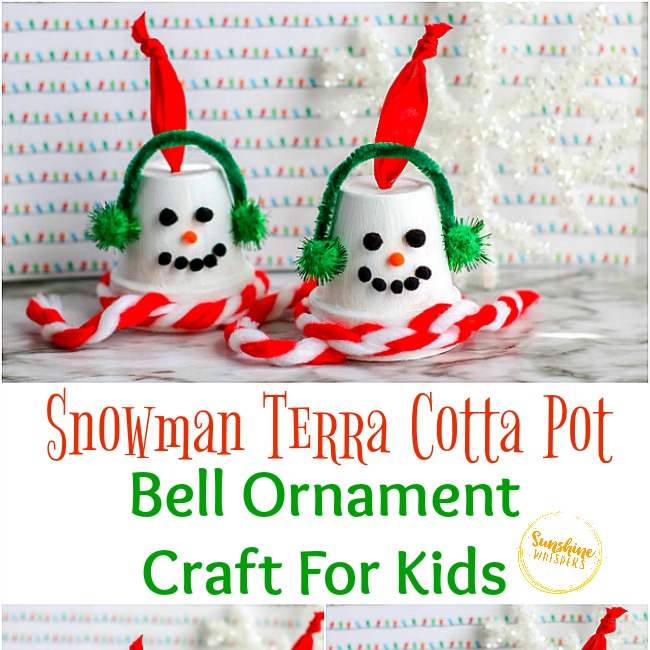 Snowman Terra Cotta Pot Bell Ornament Craft For Kids