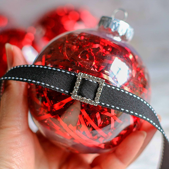 clear filled santa belly ornament craft for kids