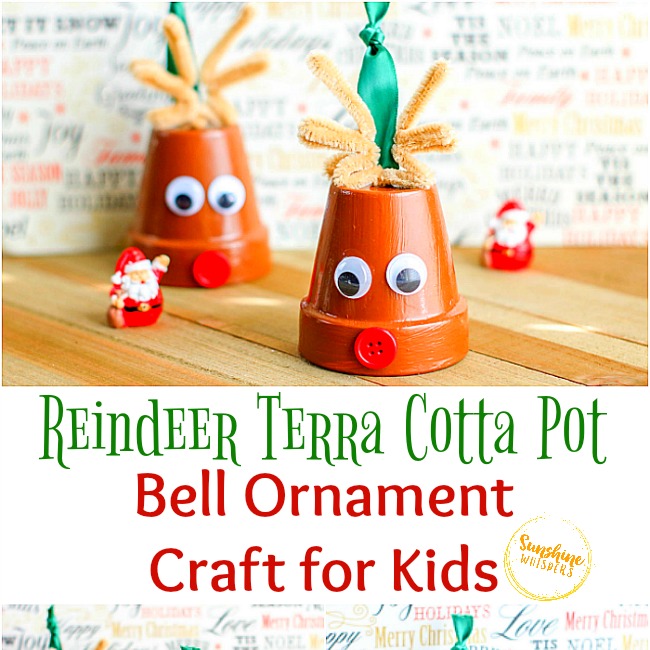 Reindeer Terra Cotta Pot Bell Ornament Craft For Kids