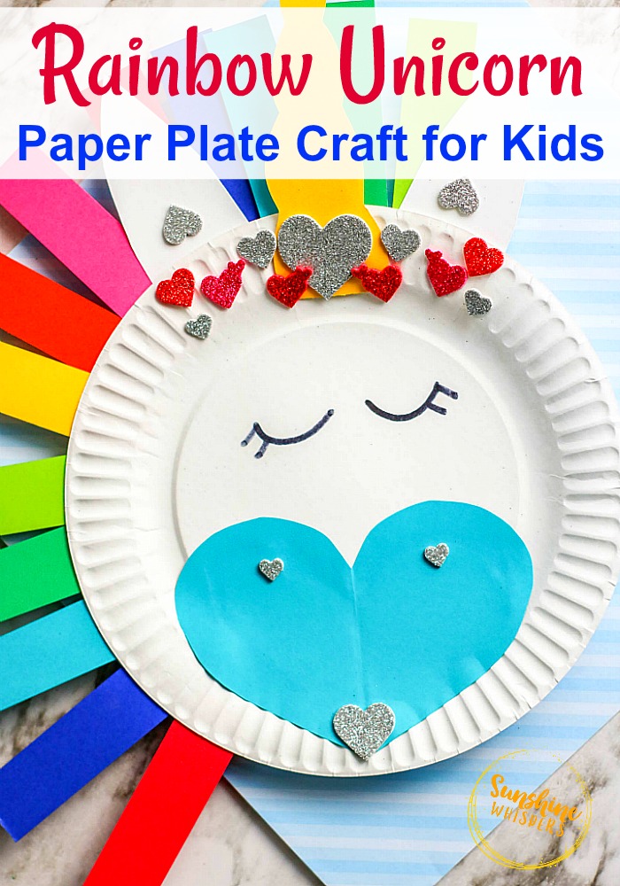 Rainbow unicorn paper plate craft