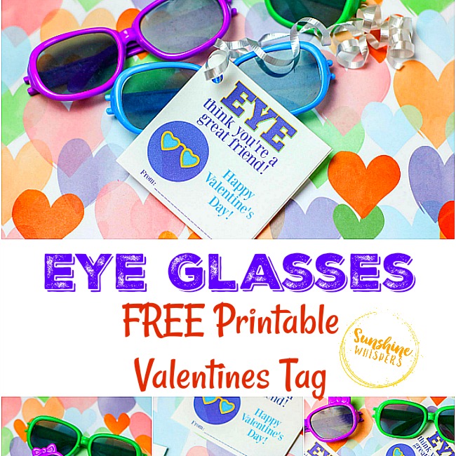 Eye Glasses FREE Printable Valentines Tag