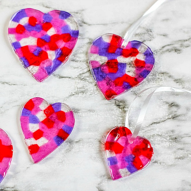 Melted Bead Heart Suncatcher Craft for Kids 