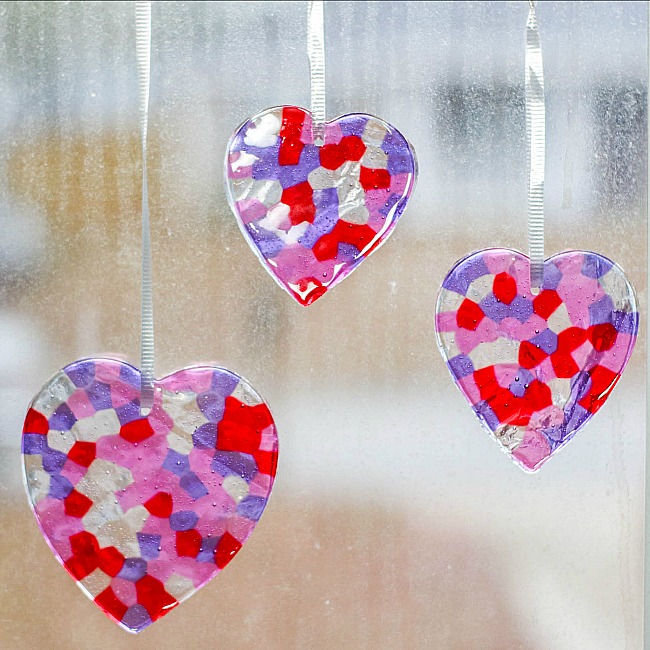 Melted Bead Heart Suncatcher Craft for Kids 