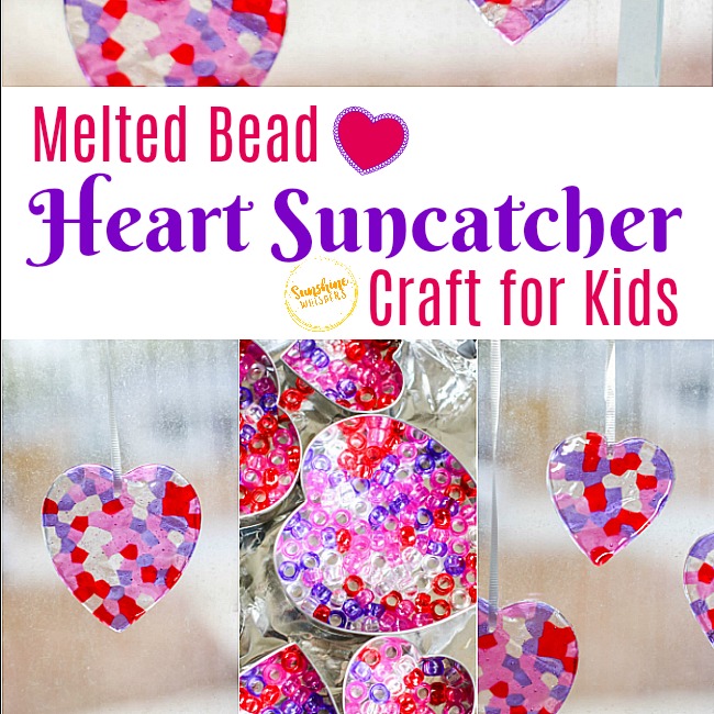 Melted Bead Heart Suncatcher Craft for Kids