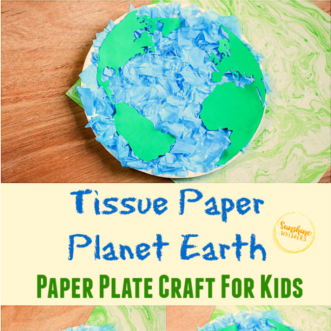 Tissue Paper Planet Earth Paper Plate Craft For Kids