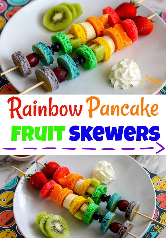 rainbow pancake fruit skewers