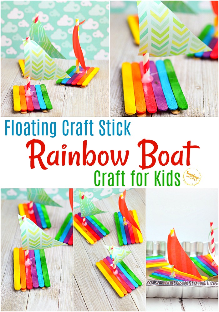 craft stick rainbow boat
