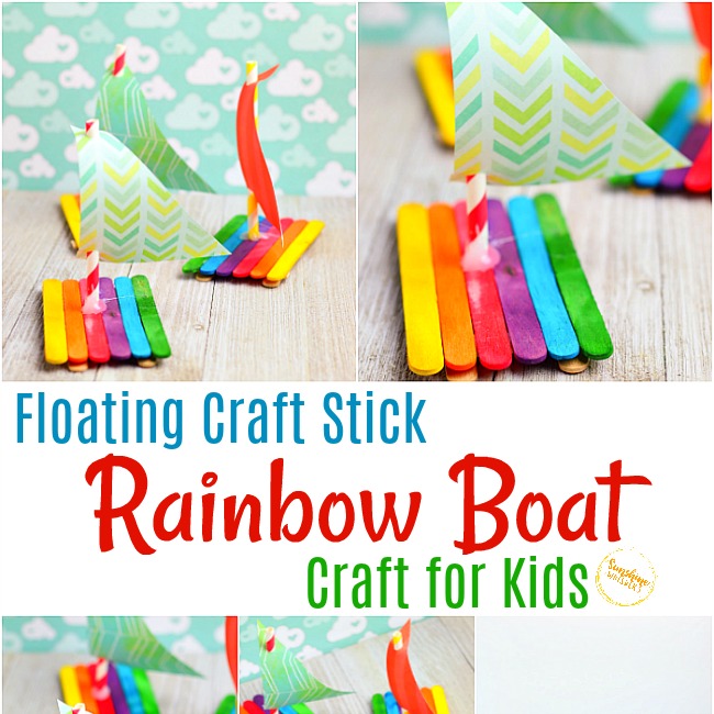 Floating Craft Stick Rainbow Boat Craft For Kids