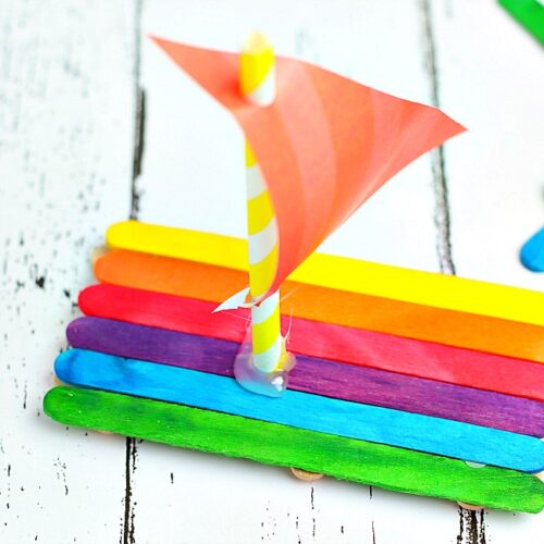 Floating Craft Stick Rainbow Boat Craft For Kids - Sunshine Whispers