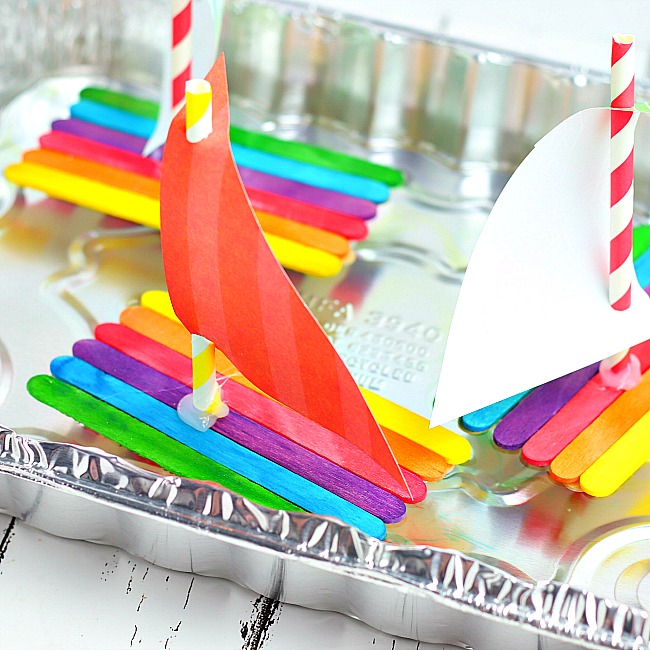 craft stick rainbow boat