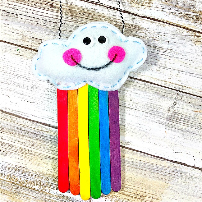 dollar store cloud and rainbow craft stick craft