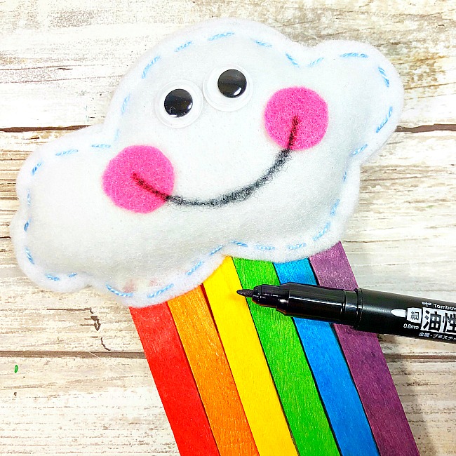 dollar store cloud and rainbow craft stick craft